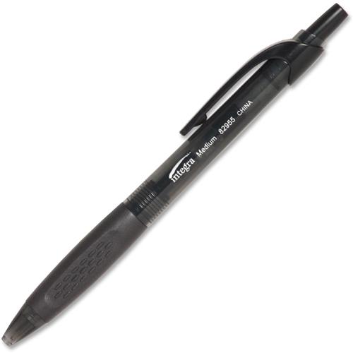 Integra Easy Click Retractable Ballpoint Pen - Medium Pen Point - Retractable - Black - Black Barrel - 1 Dozen. Picture 5