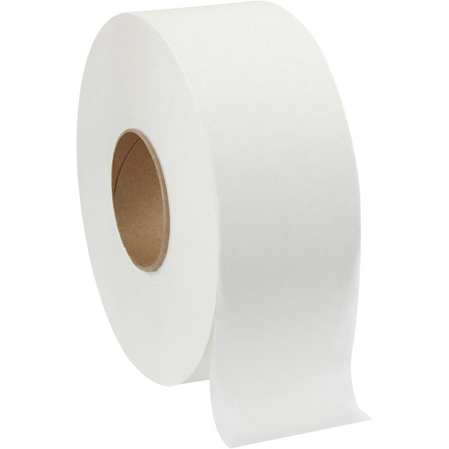 Pacific Blue Basic Jumbo Jr. High-Capacity Toilet Paper - 2 Ply - 3.50" x 1000 ft - White - Fiber - 8 / Carton. Picture 7