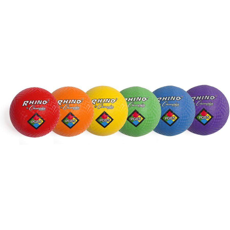Champion Sports Playground Ball - 8.50" - Nylon - Red, Yellow, Green, Orange, Purple, Royal Blue - 6 / Set. Picture 4