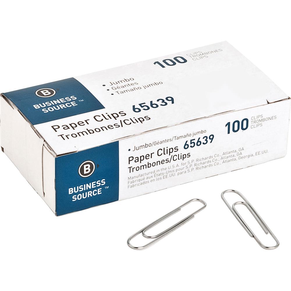 Business Source Paper Clips - Jumbo - 1000 / Pack - Silver - Steel. Picture 10