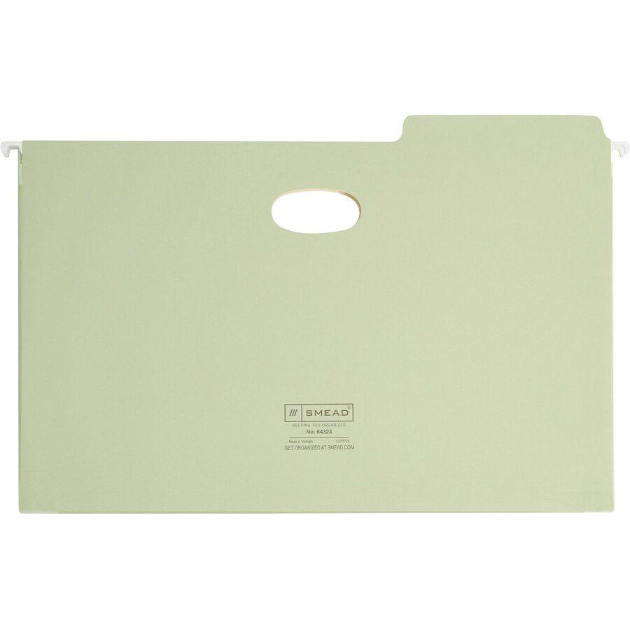Smead FasTab 1/3 Tab Cut Legal Recycled Hanging Folder - 8 1/2" x 14" - 5 1/4" Expansion - Top Tab Location - Assorted Position Tab Position - Moss - 10% Recycled - 9 / Box. Picture 8