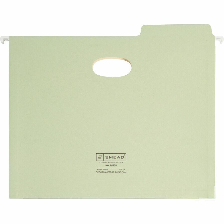 Smead FasTab 1/3 Tab Cut Letter Recycled Hanging Folder - 8 1/2" x 11" - 5 1/4" Expansion - Top Tab Location - Assorted Position Tab Position - Moss - 10% Recycled - 9 / Box. Picture 8