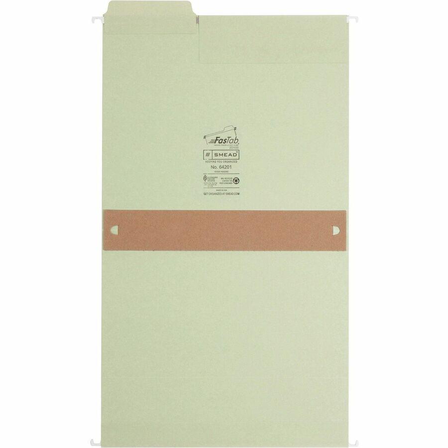 Smead FasTab 1/3 Tab Cut Letter Recycled Hanging Folder - 8 1/2" x 11" - 2" Expansion - Top Tab Location - Assorted Position Tab Position - Moss - 10% Recycled - 20 / Box. Picture 8
