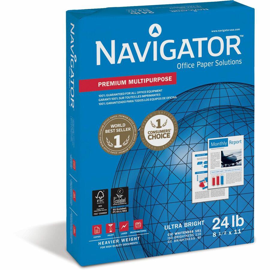Navigator NMP1124 Inkjet, Laser Copy & Multipurpose Paper - White - 97 Brightness - Letter - 8 1/2" x 11" - 24 lb Basis Weight - 10 / Carton. Picture 3