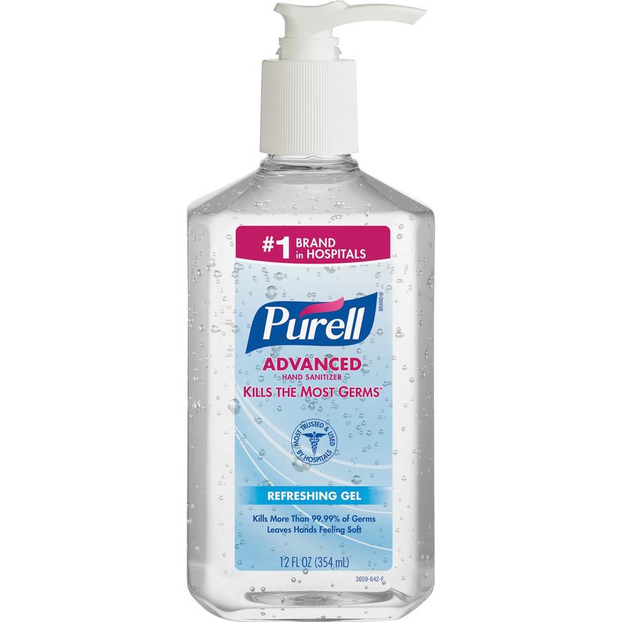 PURELL&reg; Hand Sanitizer Gel - Clean Scent - 12 fl oz (354.9 mL) - Pump Bottle Dispenser - Multipurpose - Moisturizing - Clear - Triclosan-free, Paraben-free, Phthalate-free - 12 / Carton. Picture 8