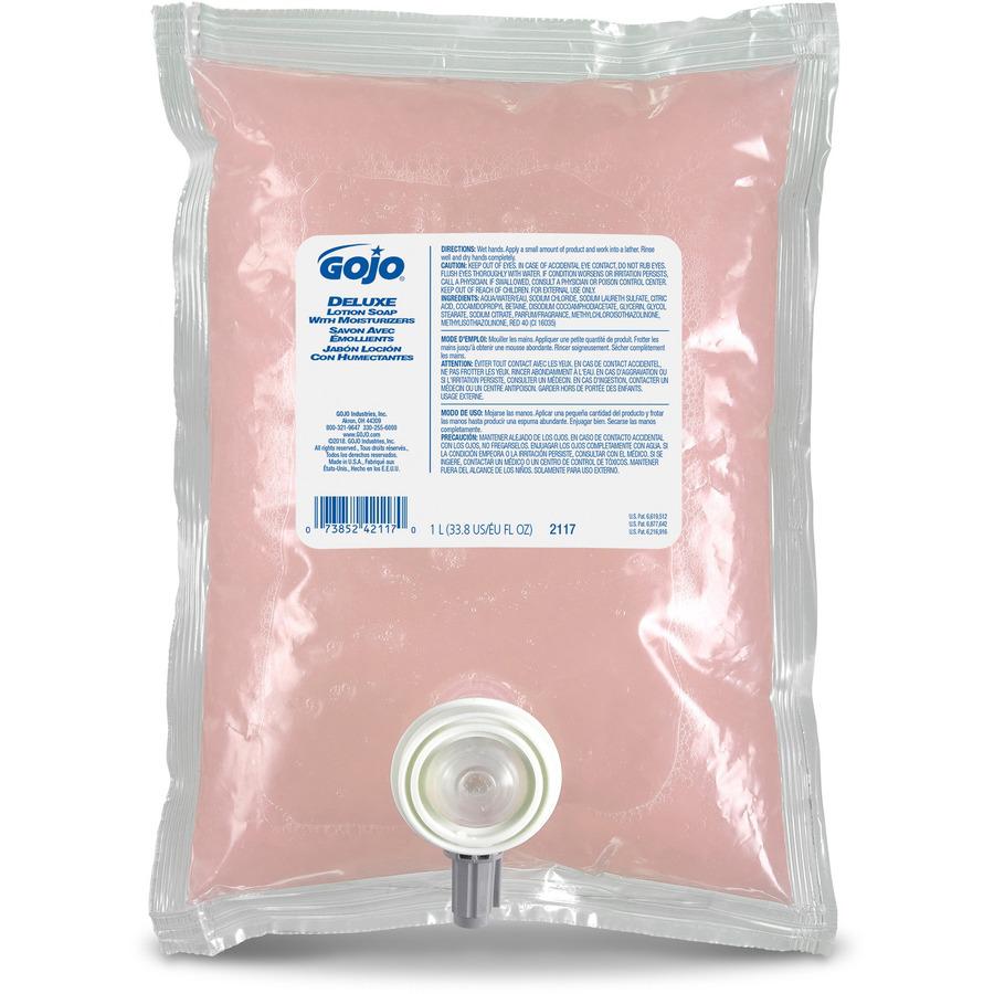 Gojo&reg; Space Saver Deluxe Lotion Soap Refill - 33.8 fl oz (1000 mL) - Kill Germs - Hand - 8 / Carton. Picture 4