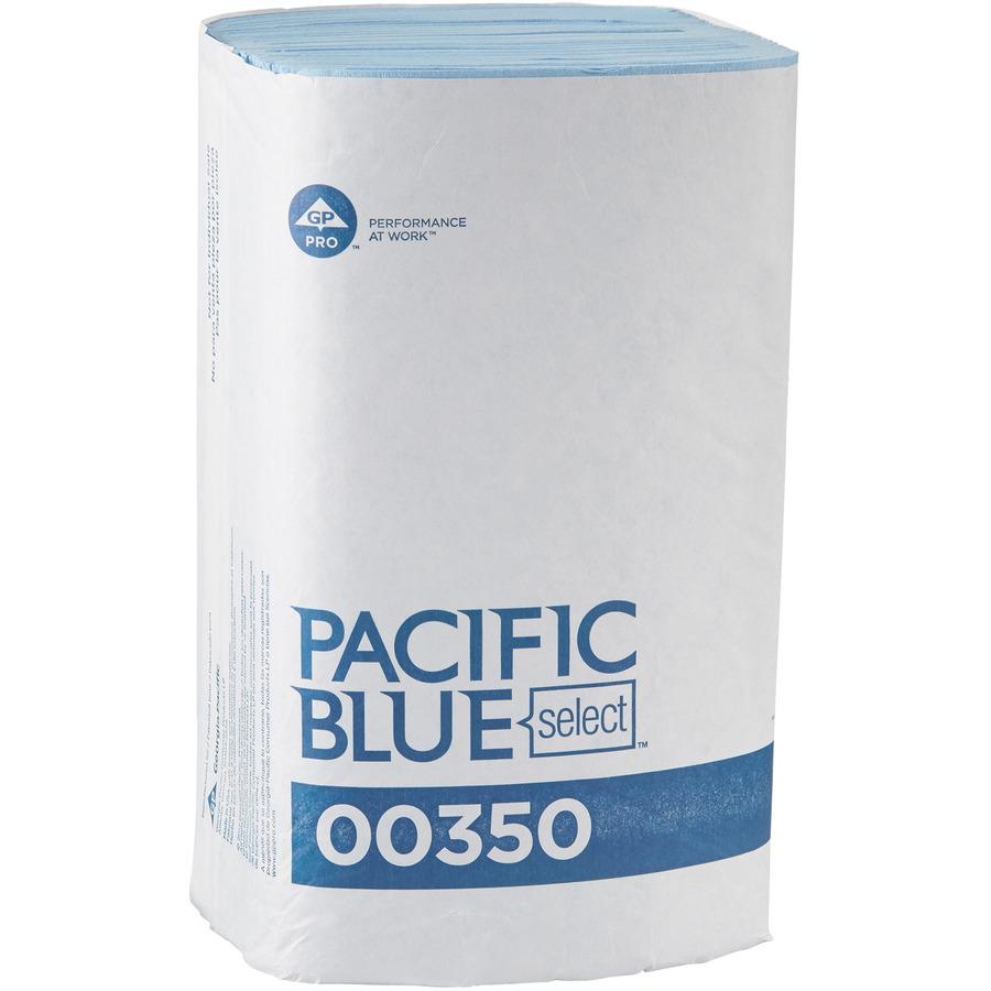 Pacific Blue Select S-Fold Windshield Paper Towels - 2 Ply - 9.50" x 10.25" - Blue - Paper - Absorbent, Moisture Resistant, Singlefold - 250 Per Pack - 2250 / Carton. Picture 7