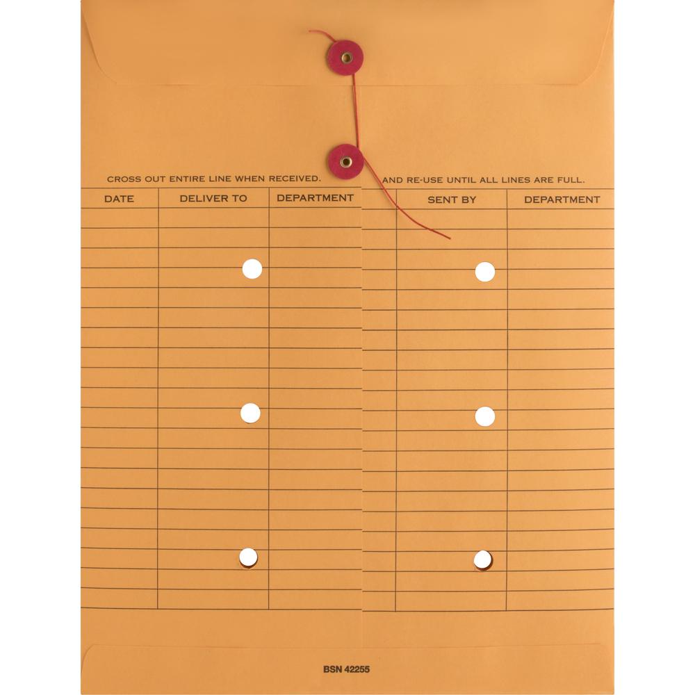 Business Source 2-sided Inter-Department Envelopes - Inter-department - 10" Width x 13" Length - 28 lb - String/Button - Kraft - 100 / Box - Kraft. Picture 10