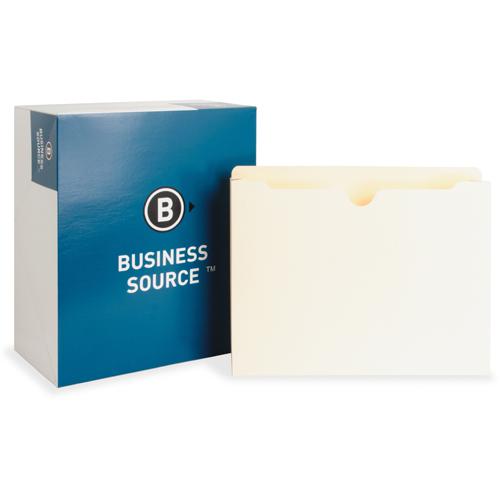 Business Source Straight Tab Cut Letter Recycled File Pocket - 8 1/2" x 11" - 2" Expansion - Manila - 10% Recycled - 50 / Box. Picture 2