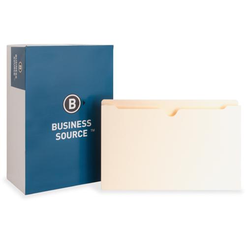 Business Source Straight Tab Cut Legal Recycled File Pocket - 8 1/2" x 14" - 1 1/2" Expansion - Manila - 10% Recycled - 50 / Box. Picture 2