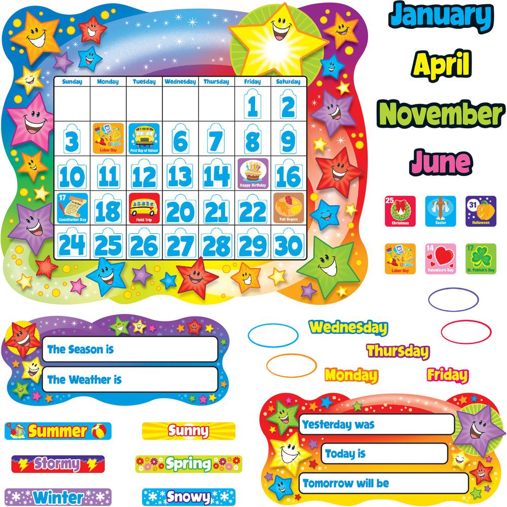 Trend Star Calendar Bulletin Board Set - Durable - 26" Height x 31.50" Width - Assorted - 1 / Set. Picture 2
