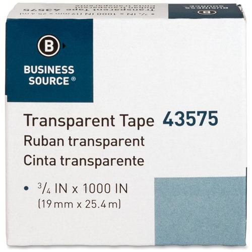 Business Source All-purpose Transparent Glossy Tape - 27.78 yd Length x 0.75" Width - 1" Core - For Sealing, Mending, Protecting - 12 / Pack - Clear. Picture 8