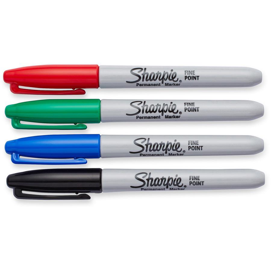 Sharpie Fine Point Permanent Marker - Fine Marker Point - Blue, Black, Green, Red Oil Based Ink - 4 / Pack. Picture 7