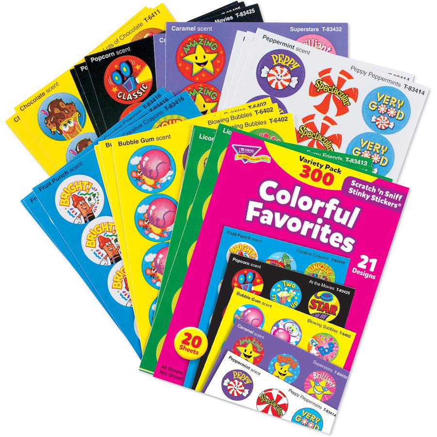 Trend Colorful Favorites Stinky Stickers Pack - Self-adhesive - Acid-free, Non-toxic, Photo-safe - Assorted - 300 / Pack. Picture 3