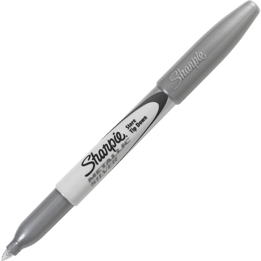 Sharpie Metallic Permanent Markers - Fine Marker Point - 0.5 mm Marker Point Size - Silver - Silver Barrel - 4 / Pack. Picture 3