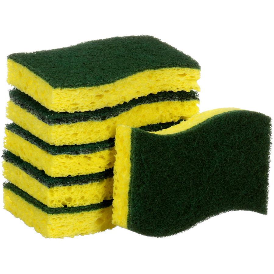 Scotch-Brite Heavy-Duty Scrub Sponges - 2.8" Height x 4.5" Width x 0.6" Depth - 6/Pack - Green, Yellow. Picture 11