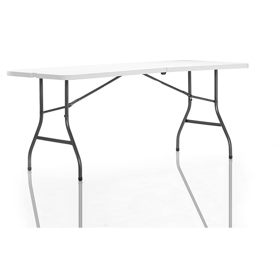 Cosco 6 foot Centerfold Blow Molded Folding Table - Rectangle Top - Folding Base - 29.63" Table Top Width x 72" Table Top Depth - 29.25" Height - White - 1 Each. Picture 8