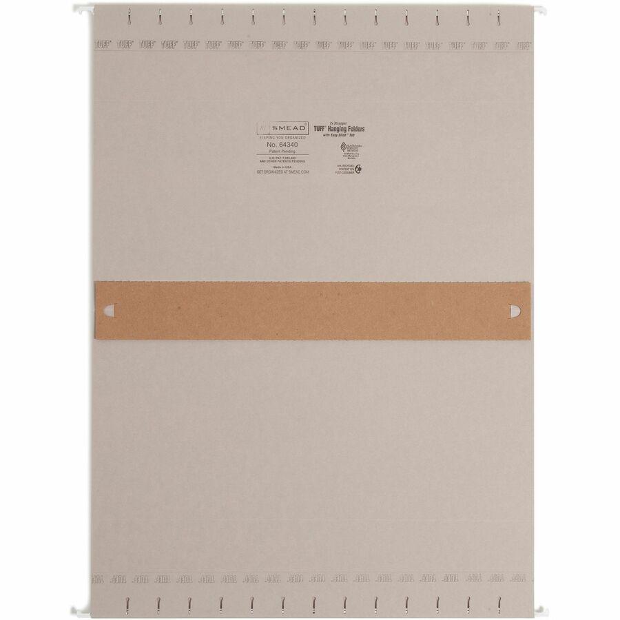 Smead TUFF Legal Recycled Hanging Folder - 8 1/2" x 14" - 2" Expansion - Top Tab Location - Steel Gray - 10% Recycled - 18 / Box. Picture 8