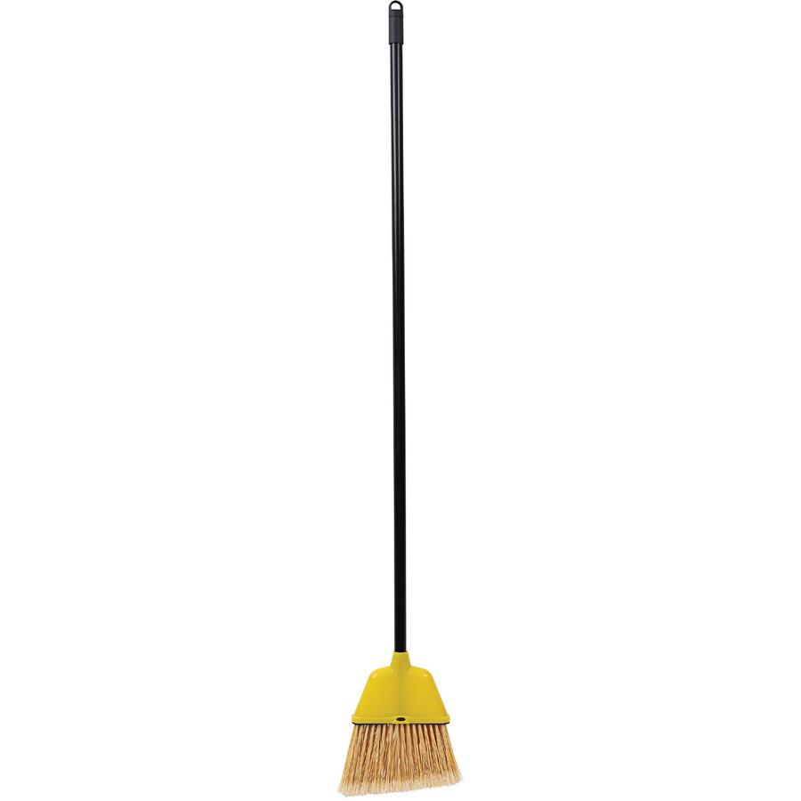 Genuine Joe Angle Broom - Polyvinyl Chloride (PVC) Bristle - 47" Handle Length - 54.5" Overall Length - Plastic Handle - 1 Each - Yellow. Picture 10