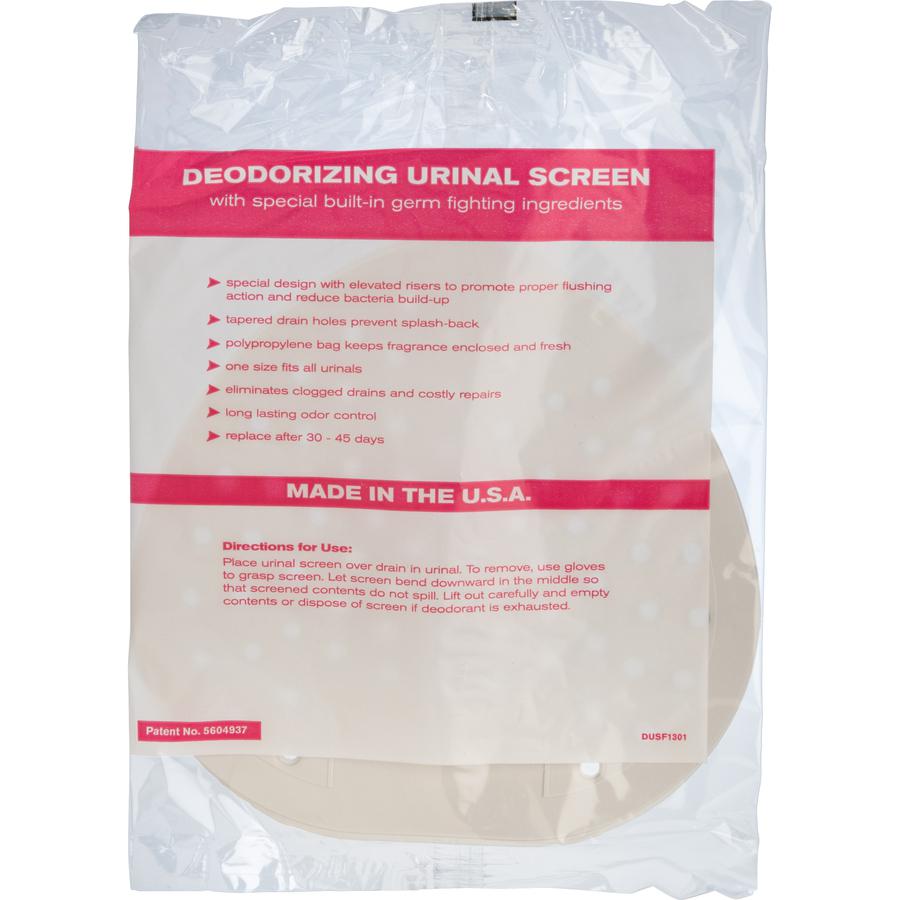 Genuine Joe Deluxe Urinal Screen - Lasts upto 45 Days - Deodorizer, Flexible - 12 / Box - White. Picture 7
