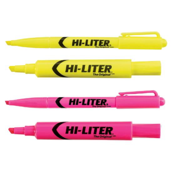 Avery&reg; Hi-Liter Desk and Pen-Style Highlighters - Chisel Marker Point Style - Fluorescent Yellow, Fluorescent Pink Water Based Ink - Assorted Barrel - 24 / Box. Picture 2