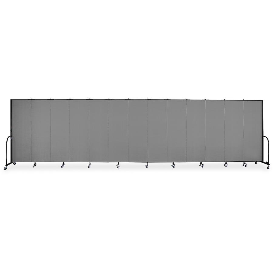 Screenflex Portable Room Dividers - 72" Height x 24.1 ft Length - Black Metal Frame - Polyester - Stone - 1 Each. Picture 15