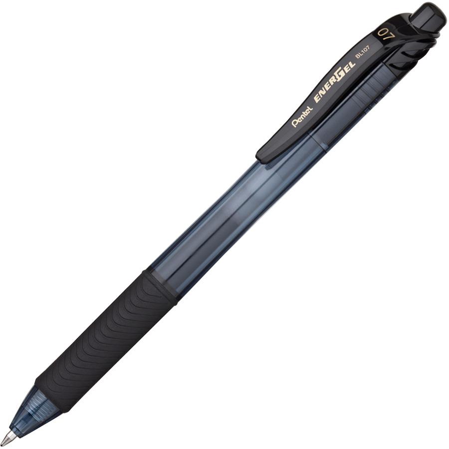 EnerGel EnerGel-X Retractable Gel Pens - Medium Pen Point - 0.7 mm Pen Point Size - Refillable - Retractable - Black Gel-based Ink - Black Barrel - Metal Tip - 12 / Box. Picture 3