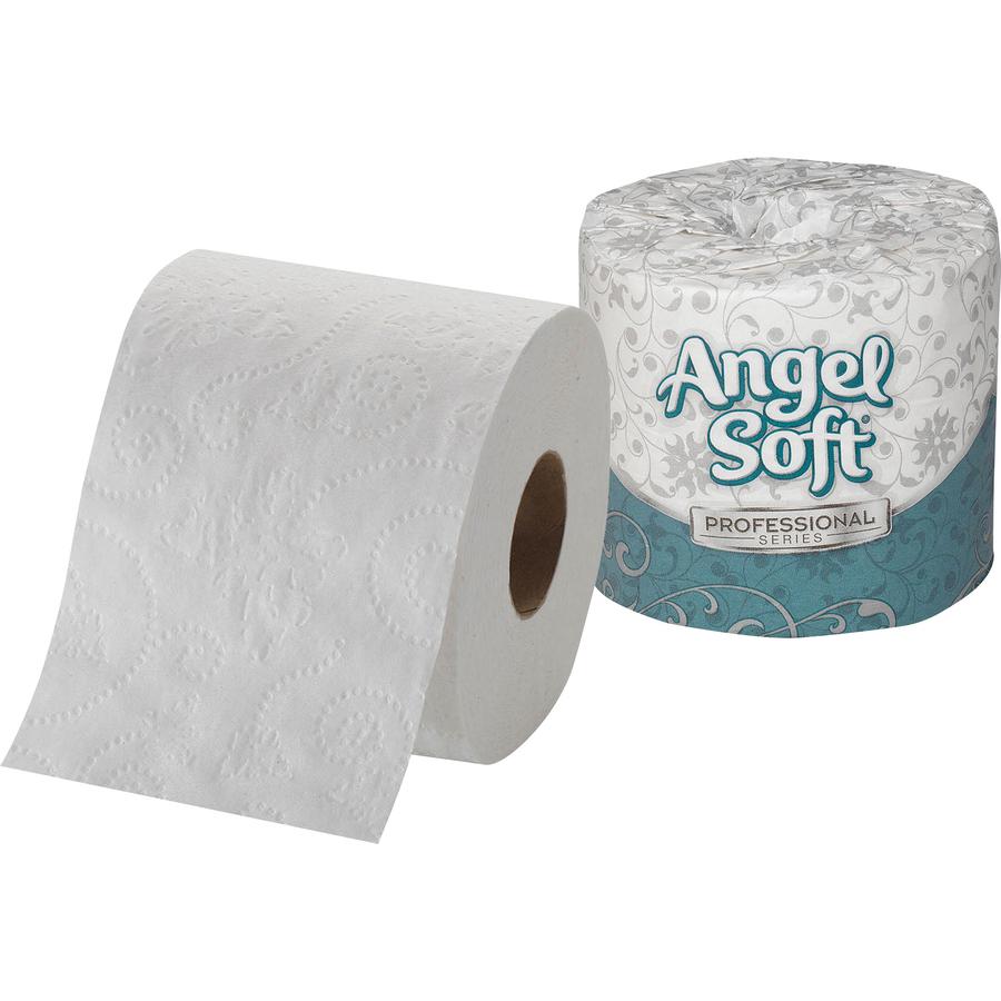 Angel Soft Professional Series Embossed Toilet Paper - 2 Ply - 4" x 4.05" - 450 Sheets/Roll - White - Fiber - Soft, Thick, Embossed, Septic Safe - For Food Service, Office Building - 40 / Carton. Picture 4