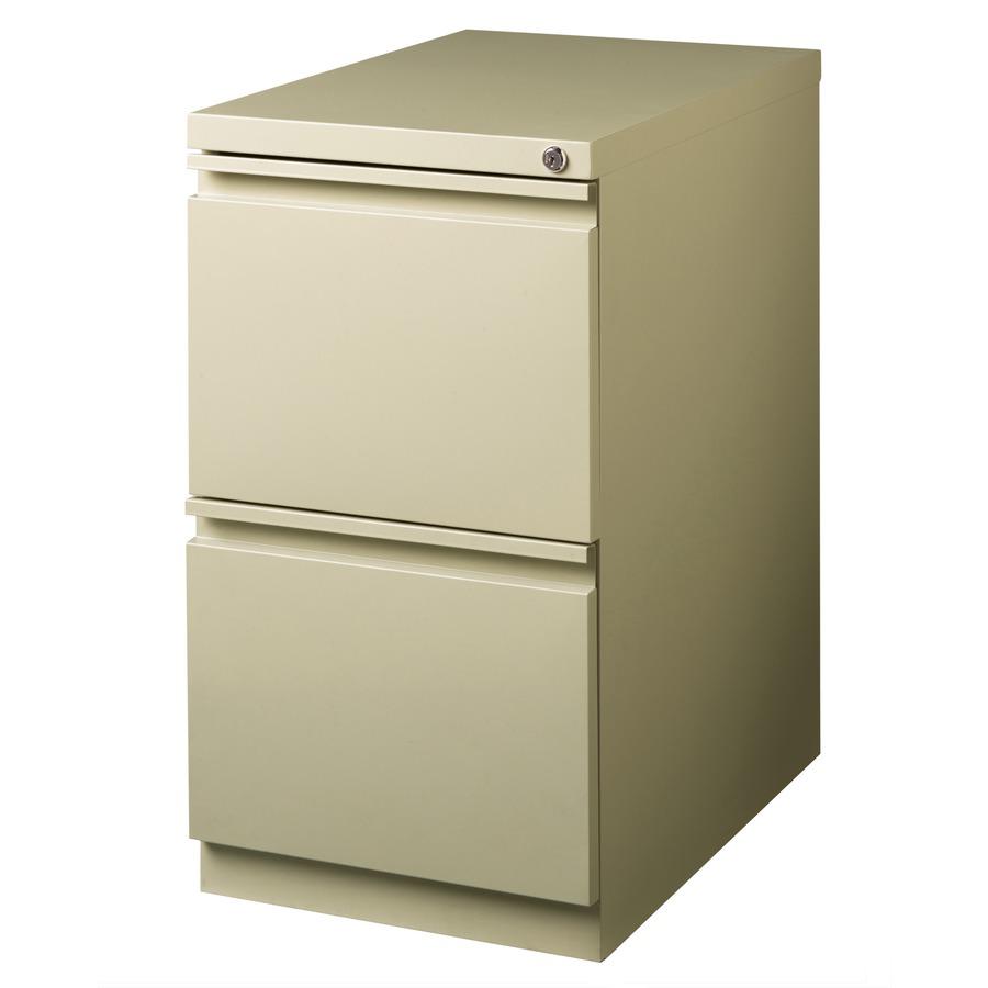 Lorell 23" File/File Mobile File Cabinet with Full-Width Pull - 15" x 22.9" x 27.8" - Letter - Ball-bearing Suspension, Security Lock, Recessed Handle - Putty - Steel - Recycled. Picture 11