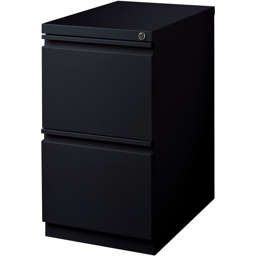 Lorell 23" File/File Mobile File Cabinet with Full-Width Pull - 15" x 22.9" x 27.8" - Letter - Vertical - Recessed Handle, Ball-bearing Suspension, Security Lock - Black - Steel - Recycled. Picture 10
