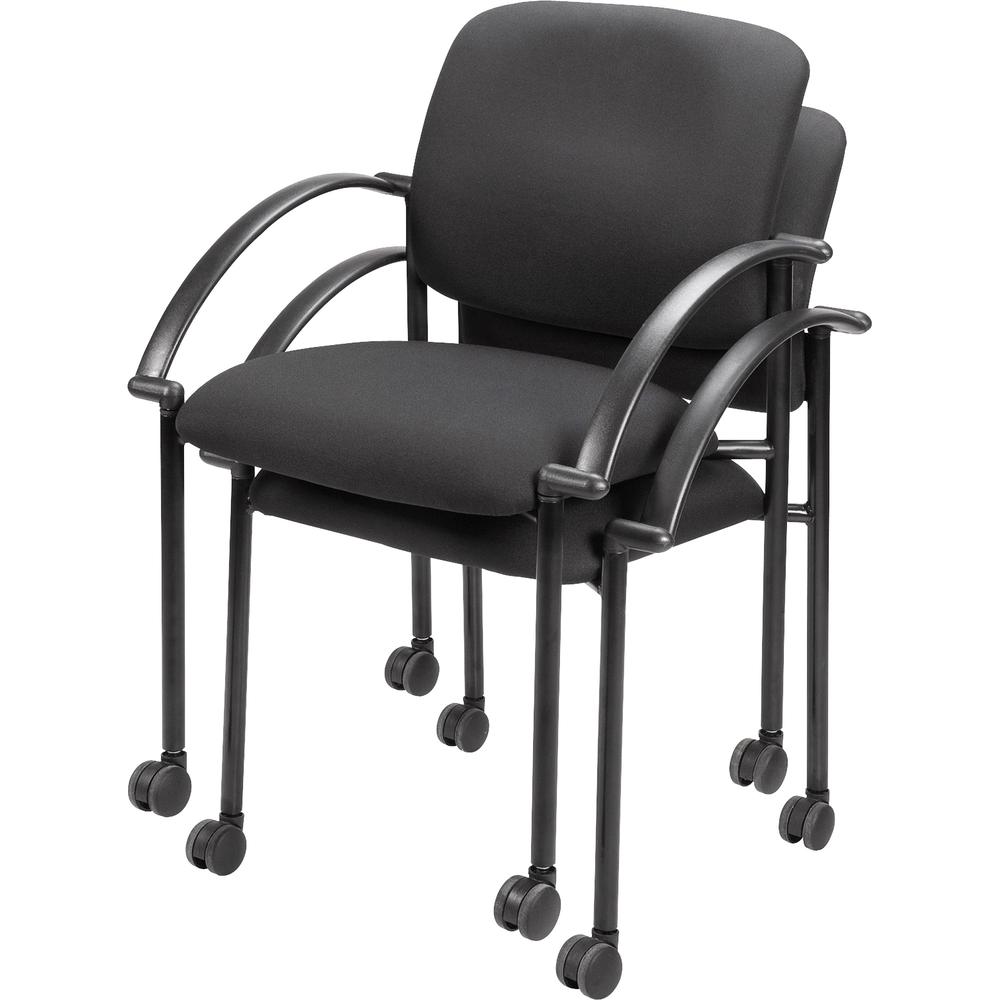 Lorell Guest Chair with Arms - Black Seat - Black Steel Frame - Four-legged Base - Black - 2 / Carton. Picture 3