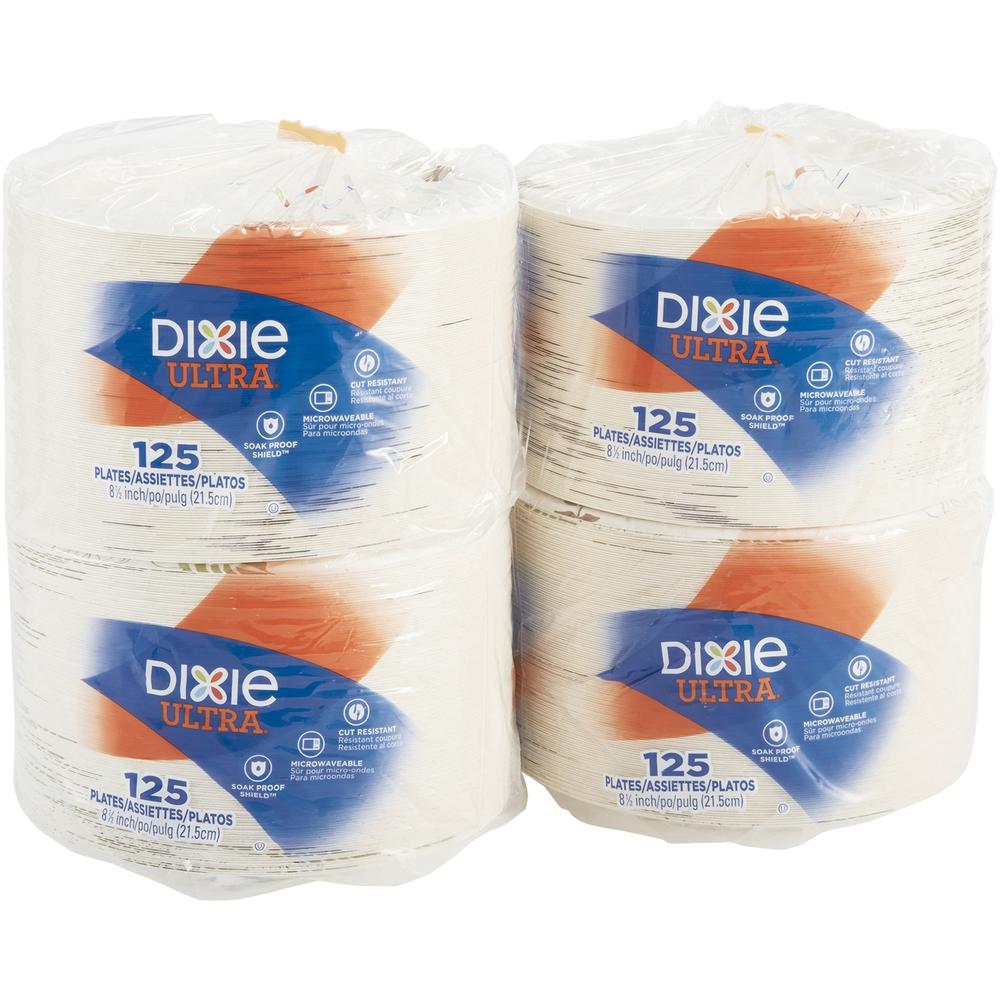 Dixie Ultra&reg; Pathways 8-1/2" Heavyweight Paper Plates by GP Pro - 125 / Pack - Serving - Microwave Safe - White - Paper Body - 4 / Carton. Picture 4
