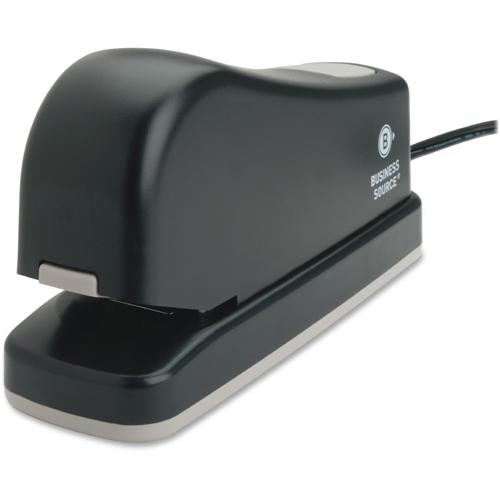 Business Source Electric Stapler - 20 of 20lb Paper Sheets Capacity - 210 Staple Capacity - Full Strip - 1/4" Staple Size - 1 Each - Black, Putty. Picture 2