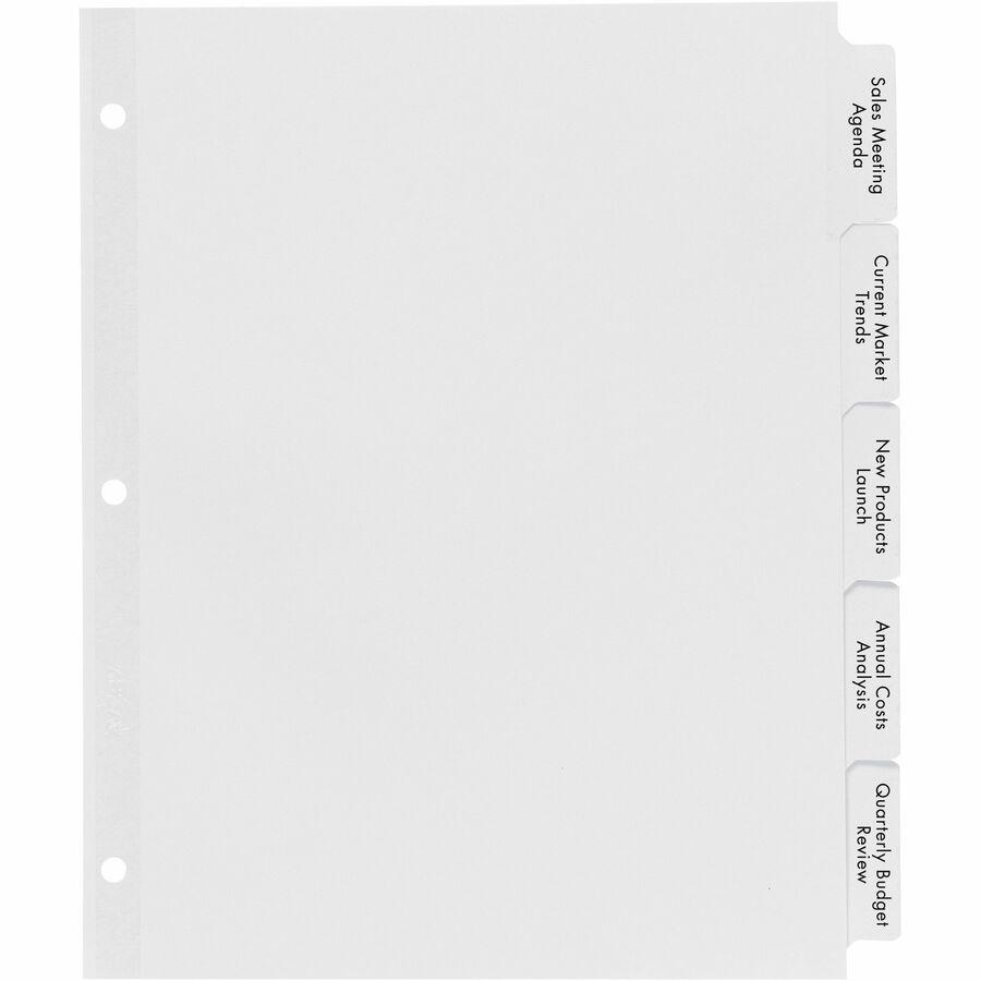Avery&reg; Big Tab Index Maker Index Divider - 25 x Divider(s) - Print-on Tab(s) - 5 - 5 Tab(s)/Set - 8.5" Divider Width x 11" Divider Length - 3 Hole Punched - White Paper Divider - White Paper Tab(s. Picture 4