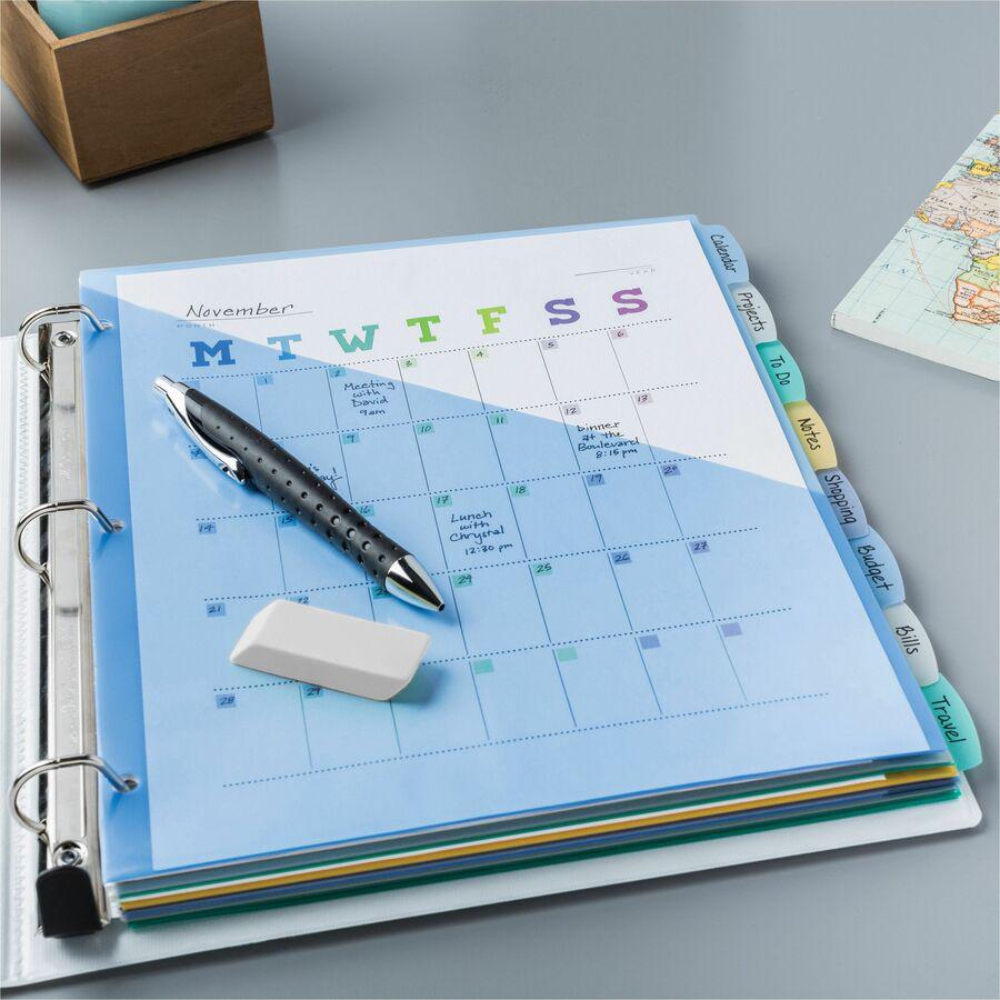 Avery&reg; Write & Erase Pocket Dividers - 8 x Divider(s) - 8 Write-on Tab(s) - 8 - 8 Tab(s)/Set - 9.3" Divider Width x 11.13" Divider Length - 3 Hole Punched - Multicolor Plastic Divider - Multicolor. Picture 12