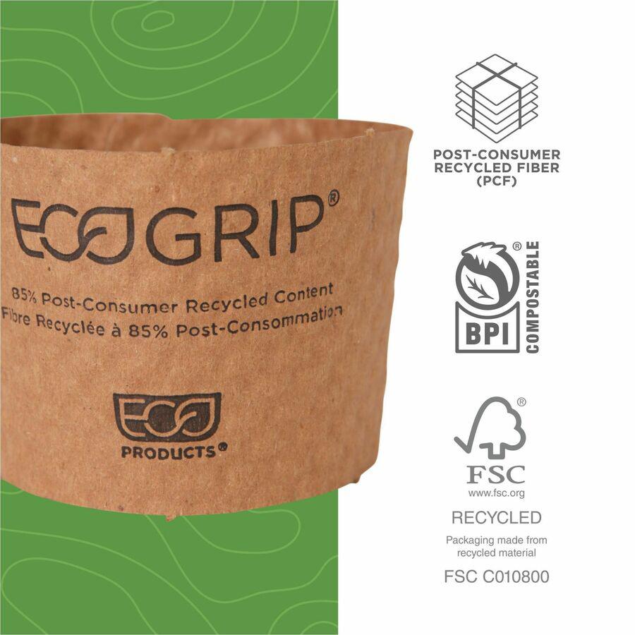 Eco-Products EcoGrip Hot Cup Sleeve - 1300 / Carton - Kraft. Picture 8