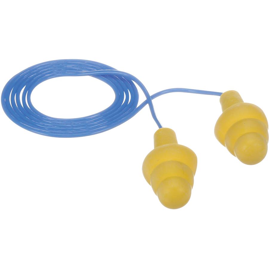 E-A-R UltraFit Corded Earplugs - Noise, Blast Protection - Polymer - Yellow - Comfortable, Washable, Dielectric, Disposable - 100 / Bag. Picture 5