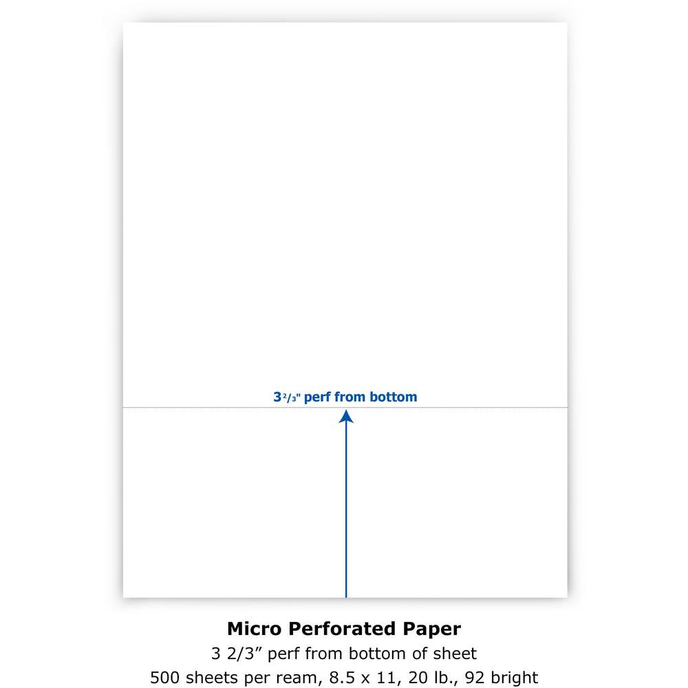 PrintWorks Professional Pre-Perforated Paper for Invoices, Statements, Gift Certificates & More - Letter - 8 1/2" x 11" - 20 lb Basis Weight - Smooth - 500 / Ream - Perforated - White. Picture 3