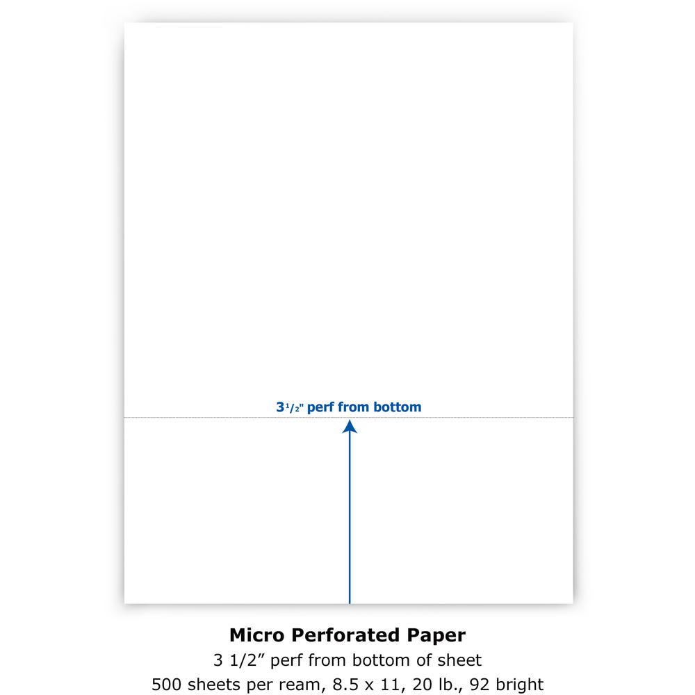 PrintWorks Professional Pre-Perforated Paper for Invoices, Statements, Gift Certificates & More - Letter - 8 1/2" x 11" - 20 lb Basis Weight - 500 / Ream - Sustainable Forestry Initiative (SFI) - Perf. Picture 3