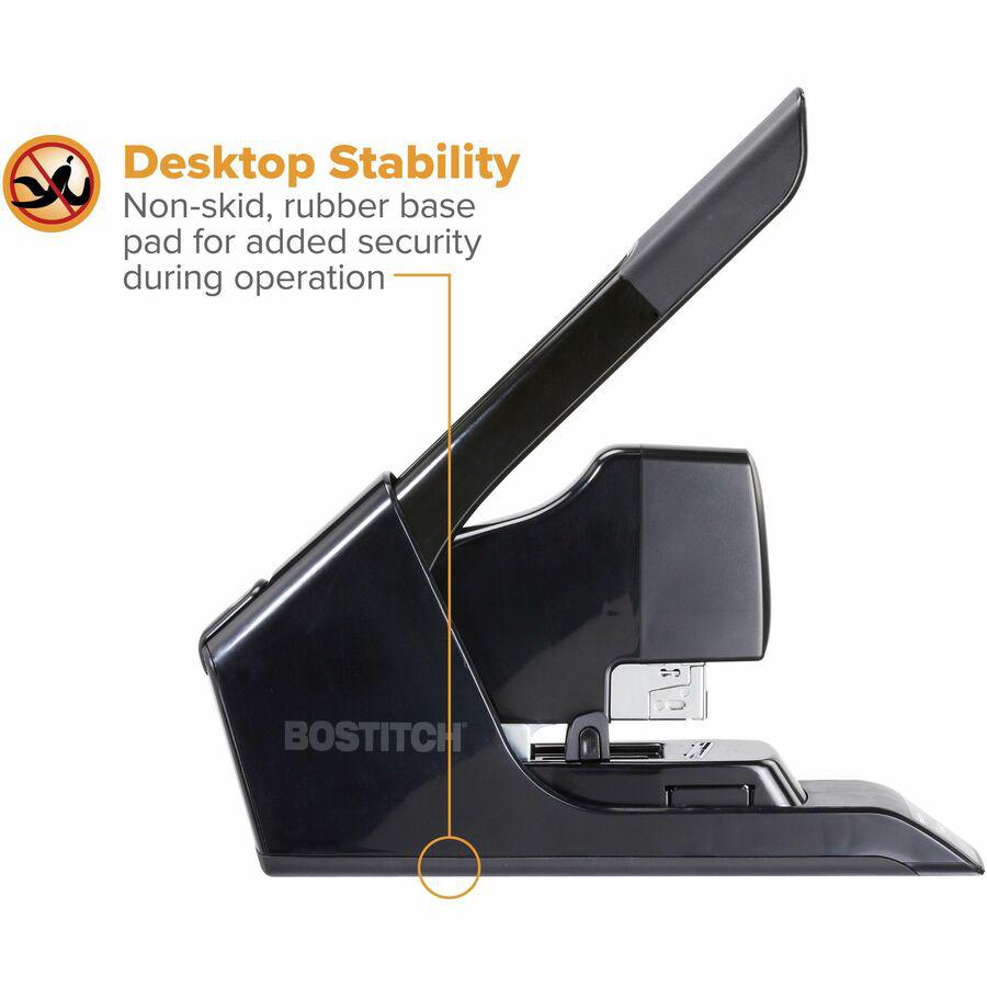Bostitch EZ Squeeze Antimicrobial Heavy Duty Stapler - 130 Sheets Capacity - 210 Staple Capacity - Full Strip - 1 Each - Black. Picture 12