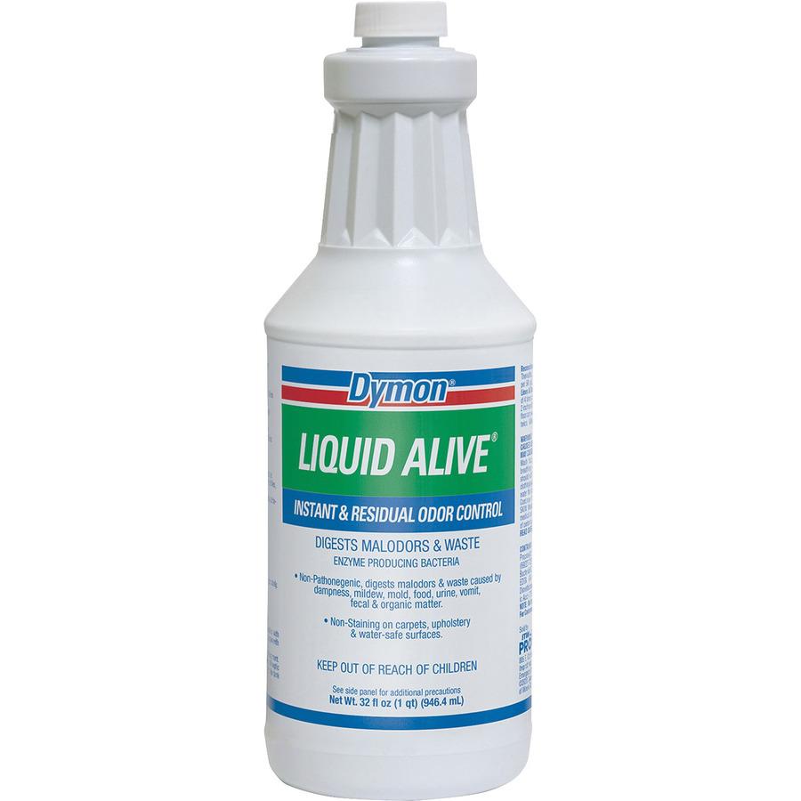 Dymon Liquid Alive Drain Maintenance - 32 fl oz (1 quart) - Pleasant Scent - 12 / Carton - Odor Neutralizer, Non-toxic, Non Alkaline - Green. Picture 4