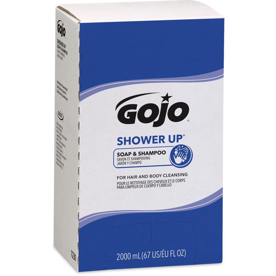 Gojo&reg; SHOWER UP Soap & Shampoo - Clean Scent - 67.6 fl oz (2 L) - Hair, Hand, Body - Rose - Pleasant Scent, Bio-based - 4 / Carton. Picture 5