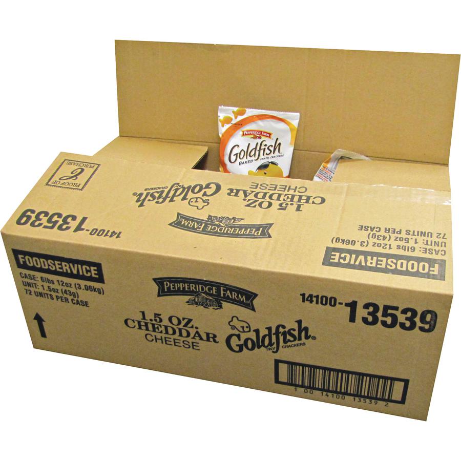 Goldfish Pepperidge Farm Goldfish Shaped Crackers - Trans Fat Free - Cheddar - 1 Serving Bag - 1.50 oz - 72 / Carton. Picture 3