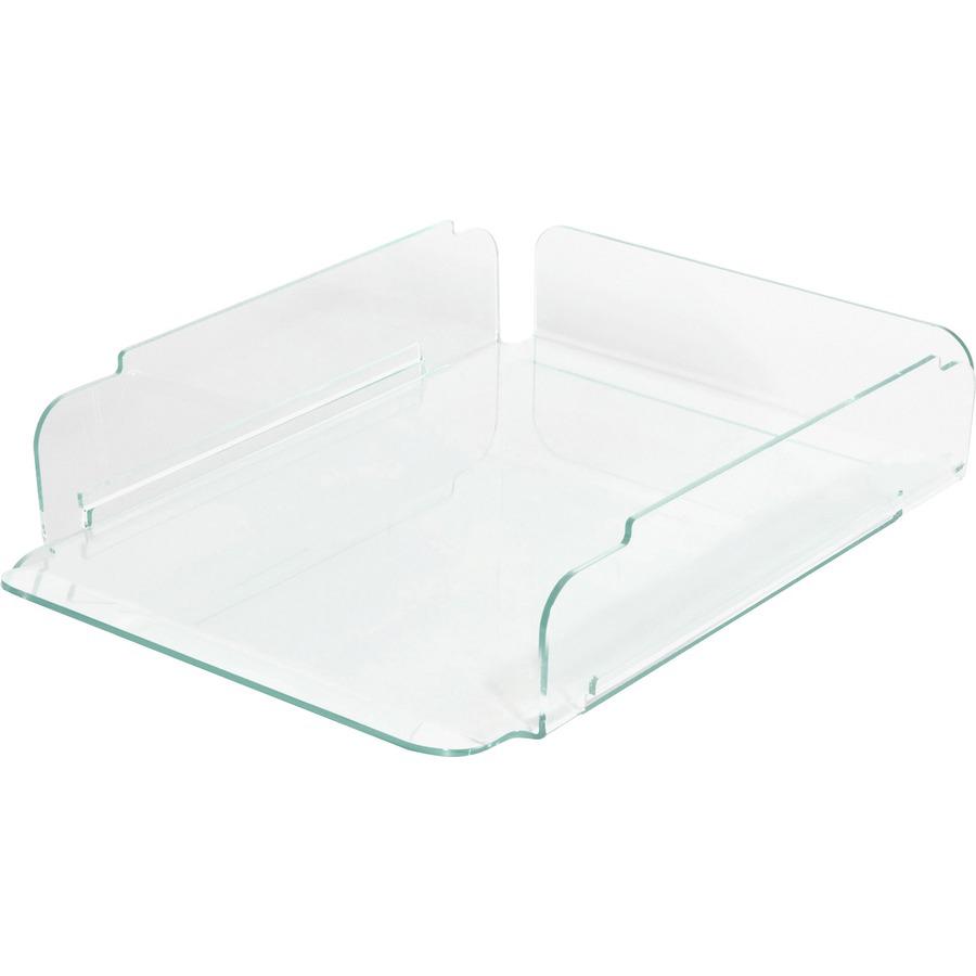 Lorell Stacking Letter Trays - Desktop - Durable, Lightweight, Non-skid, Stackable - Clear - Acrylic - 1 Each. Picture 8
