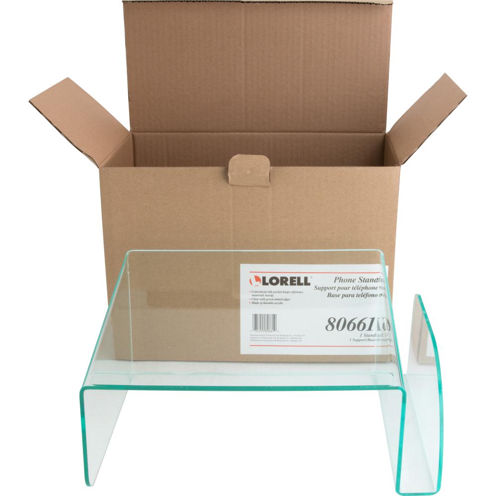 Lorell Acrylic Phone Stand - 5.5" Height x 11" Width x 10" Depth - Acrylic - Clear, Green. Picture 5