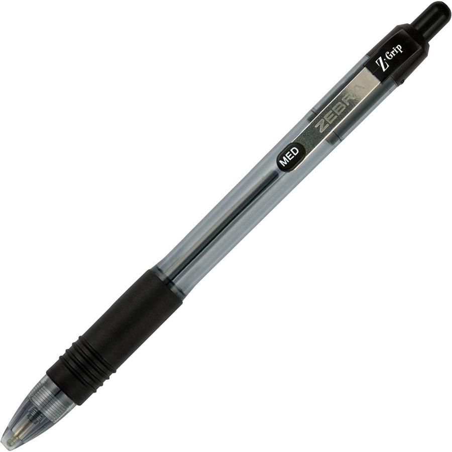 Zebra Z-Grip Retractable Ballpoint Pens - Medium Pen Point - 1 mm Pen Point Size - Retractable - Black - Clear Barrel - 24 / Pack. Picture 4