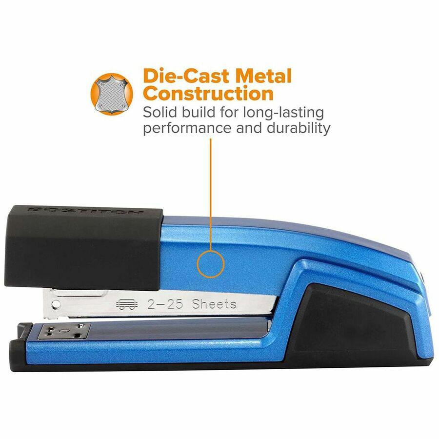 Bostitch Epic Antimicrobial Office Stapler - 25 Sheets Capacity - 210 Staple Capacity - Full Strip - 1 Each - Blue. Picture 12