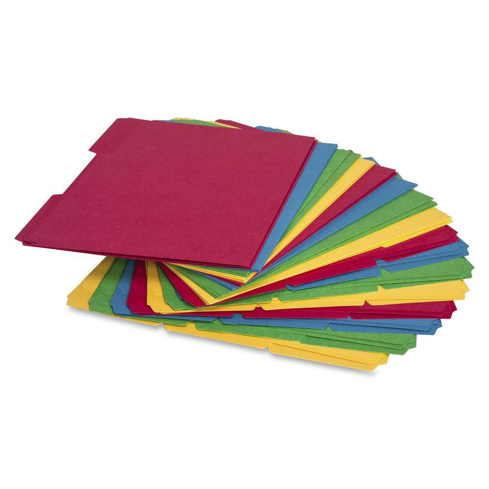 Business Source 1/3 Tab Cut Letter Recycled Top Tab File Folder - 8 1/2" x 11" - Top Tab Location - Assorted Position Tab Position - Assorted - 10% Recycled - 50 / Box. Picture 6