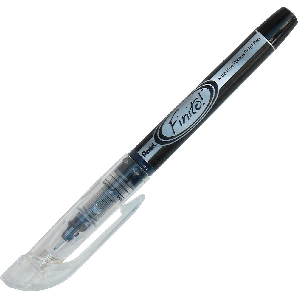 Pentel Finito! Porous Point Pens - Extra Fine Pen Point - Black Pigment-based Ink - Black Barrel - 1 Dozen. Picture 2