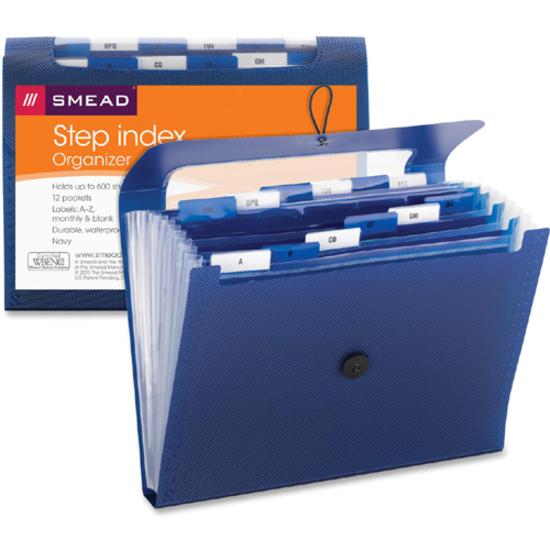 Smead Step Index Organizer - Letter - 8 1/2" x 11" Sheet Size - 600 Sheet Capacity - 12 Pocket(s) - Polypropylene - Navy Blue - 1 Each. Picture 11
